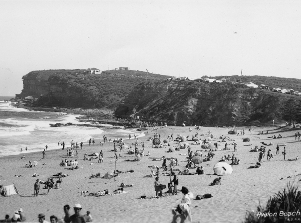 Avalon beach with northern headland in 1946