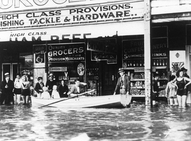 Narra Flood 1943 outside Bryson's store.